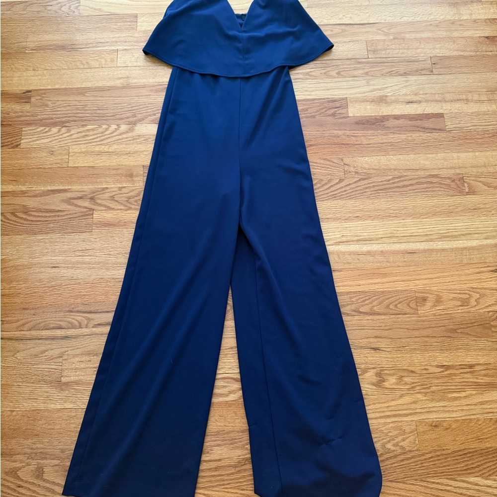 Lulu's Deep Blue Strapless Jumpsuit